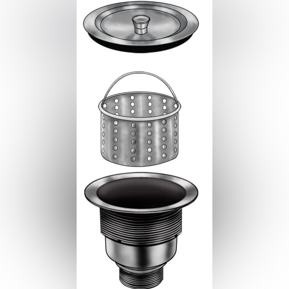 Ruvati RVA1025 Kitchen Sink Strainer, Basket, Lid -Stainless Steel Fits 3.5" New